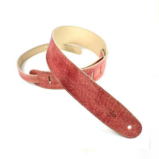 DSL Straps Exotic Series Hand Dyed Leather Guitar Strap 2.5in - Hand Dyed Red