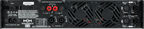 HH M-1500D power amplifier showing front panel with control knobs and VU meters, 2x 1450W output power, professional audio equipment
