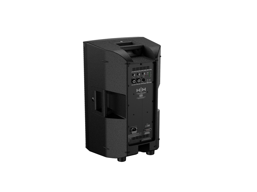 HH TRE-1201 12-inch powered speaker with 1400W output, showing the black portable speaker with control panel and handles.