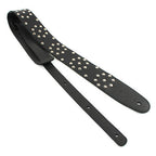 DSL Straps Metal Series RR Tribute Leather Guitar Strap 2.5in Polka Dot - Black/Black