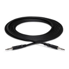 Hosa CMM-115 15 ft 3.5mm TRS stereo audio cable for PA systems, with right-angle connectors and durable construction.