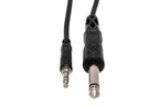 Hosa CMP-103 3ft 3.5mm TRS to 1/4 inch TS mono interconnect cable, used for audio connections in PA and studio setups.