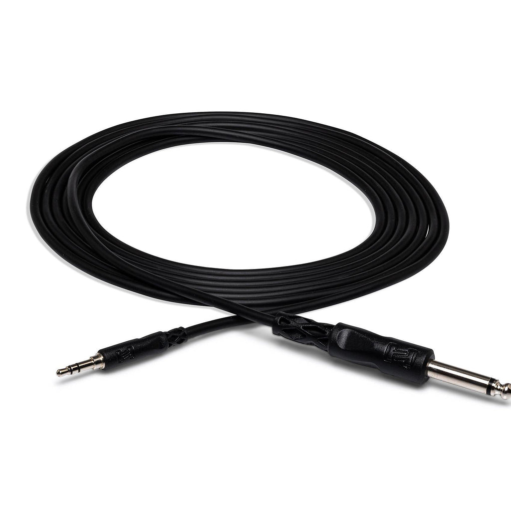 Hosa CMP110 10 ft 3.5mm TRS to 1/4 inch TS mono interconnect cable for PA and audio connections