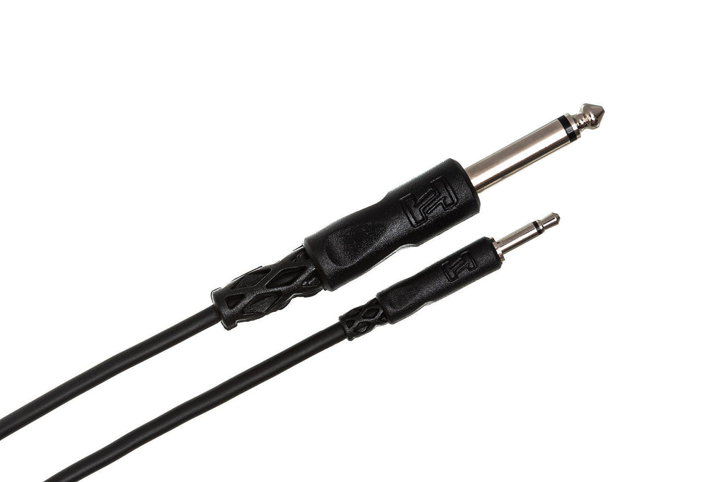 Hosa CMP303 3.5mm TS to 1/4 inch TS mono interconnect cable, 3 feet long, for musical or audio equipment connections.