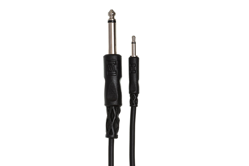Hosa CMP303 3.5mm TS to 1/4 inch TS mono interconnect cable, 3 ft, showing the cable with connectors for audio equipment.