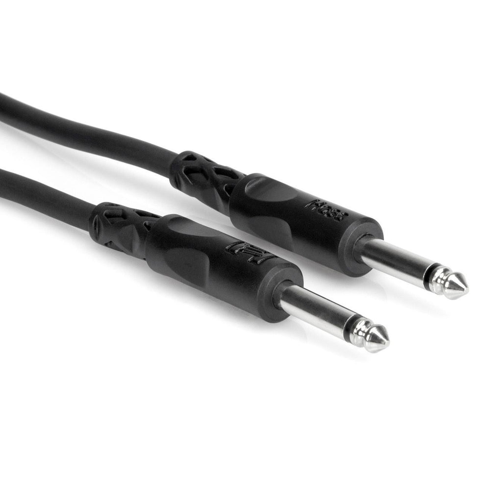 Hosa CPP-101 unbalanced 1/4 inch TS to 1/4 inch TS audio cable, 30cm length, used for musical instrument or PA interconnections.