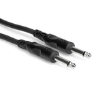 Hosa CPP-101 unbalanced 1/4 inch TS to 1/4 inch TS audio cable, 30cm length, used for musical instrument or PA interconnections.