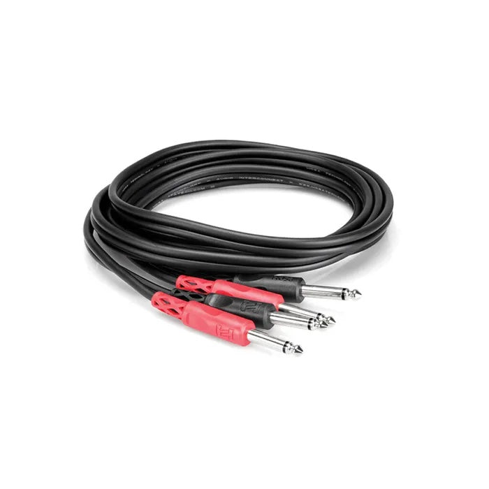Hosa CPP-203 dual 1/4 inch to dual 1/4 inch audio cable, 3 meters long, for professional PA and audio connections