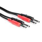 Hosa CPP206 dual 1/4 inch to dual 1/4 inch audio cable, 6 meters long, for PA and professional audio applications.