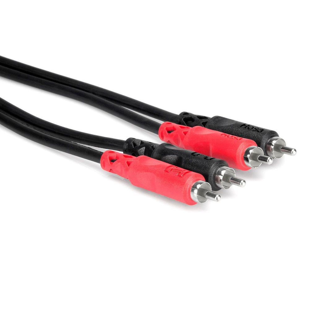Hosa CRA-204 dual RCA to stereo interconnect cable in black, 4 meters, for audio connections between stereo equipment.