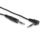 Hosa 1/4 inch TRS to 1/4 inch TRS PA cable, 5-foot length, professional audio connection, black cable with connectors