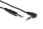 Hosa CSS115R 15 ft TRS to right angle TRS balanced interconnect cable for audio equipment