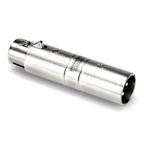 Hosa GLT-255 XLR female to male ground lift coupler for PA audio cables, black metal connector with gold contacts.