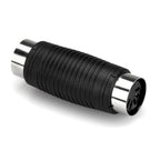 Hosa GMD-108 5-pin female MIDI DIN coupler adaptor connected to MIDI cables for musical equipment connection.