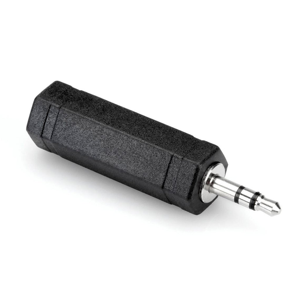 Hosa GMP-386 1/4 inch TS to 3.5mm TRS audio adaptor connected to cables and audio equipment.