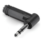Hosa GPP-273 1/4 inch TRS right angle adaptor for PA cables and audio connections, shown in black with metal connectors.