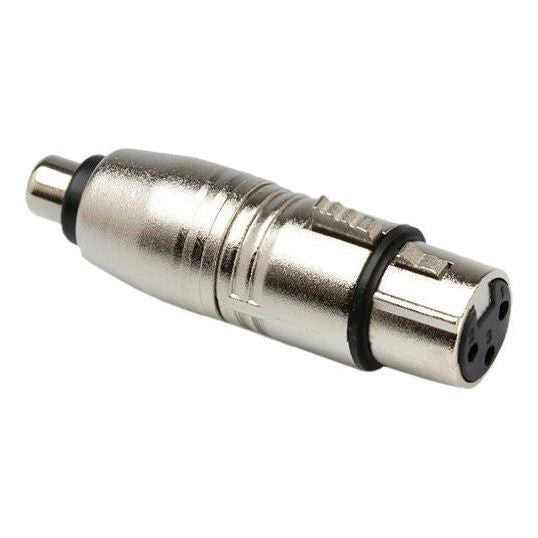 Hosa GXF-132 XLR female to RCA female audio adaptor used for connecting professional XLR equipment to RCA devices.