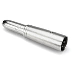 Hosa GXJ-183 1/4-inch TRS female to XLR male audio adaptor connected to audio cables for professional sound equipment.