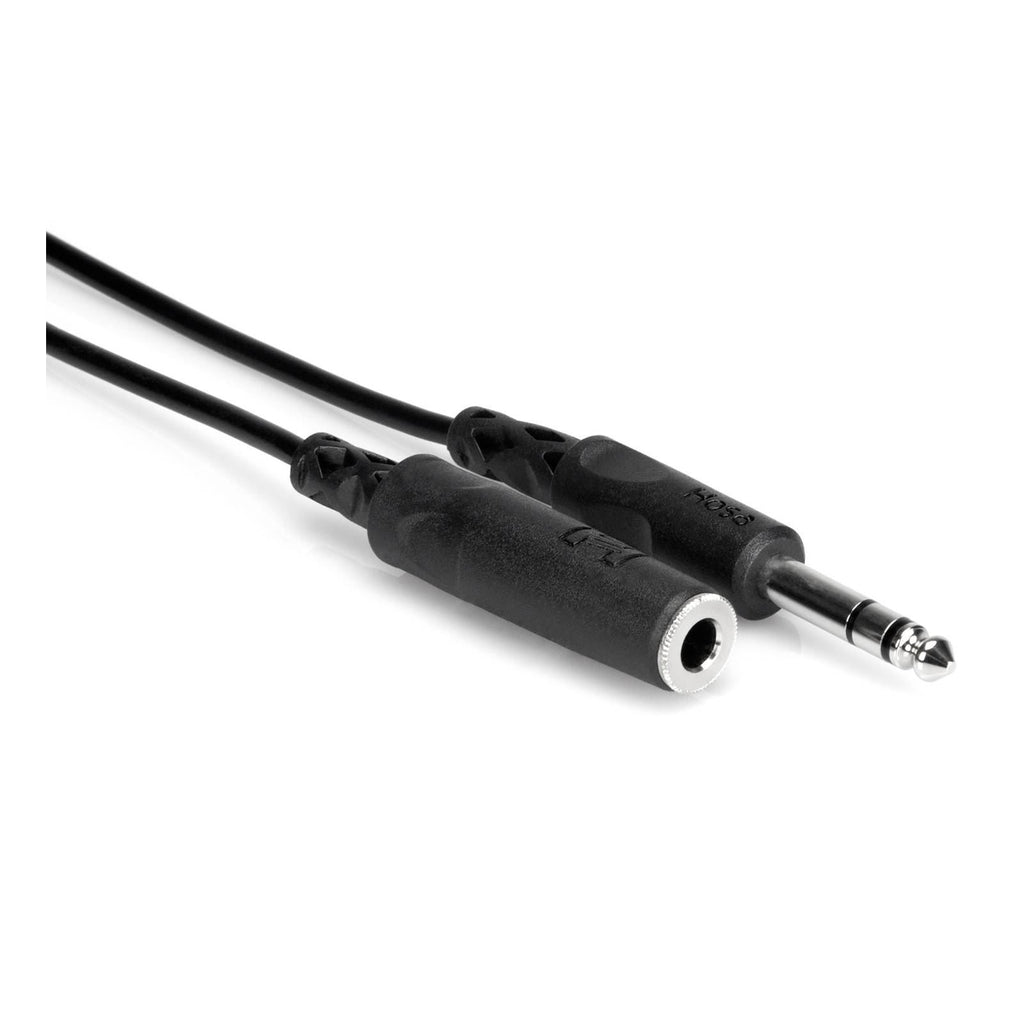 Hosa HPE-325 1/4 inch TRS headphone extension cable, 25 feet long, with black connectors and cable for audio extension.