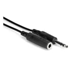 Hosa HPE-325 1/4 inch TRS headphone extension cable, 25 feet long, with black connectors and cable for audio extension.