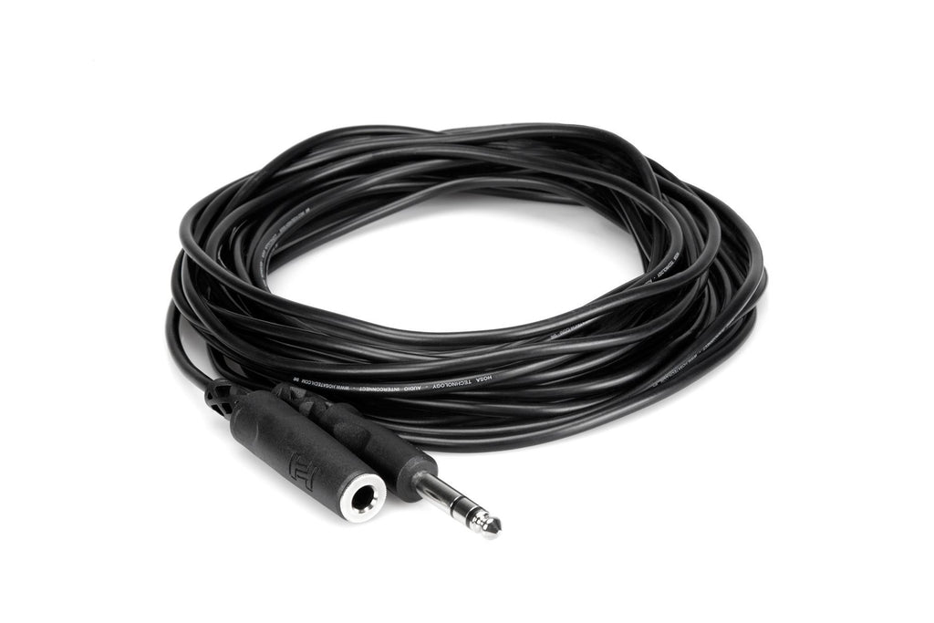 Hosa HPE-325 1/4 inch TRS headphone extension cable, 25ft length, with connectors visible on the cable.