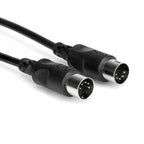 Hosa MID301BK 30cm MIDI cable with black connectors, designed for connecting musical instruments and audio equipment.