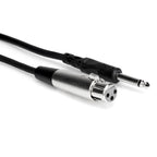 Hosa PXF-110 mono 1/4 inch male to 3-pin XLR female unbalanced audio cable, 3 meters, for professional PA audio connections