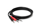 Hosa STP-203 1/4 TRS to dual 1/4 TS insert cable, 3 meters, used for audio connections and professional sound setups.