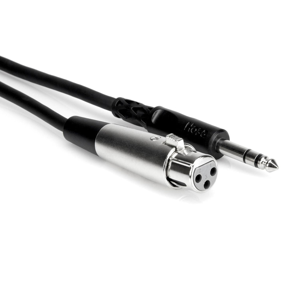 Hosa STX-102F 2ft PA cable with 1/4-inch TRS to XLR3F connectors on black cable for audio connections
