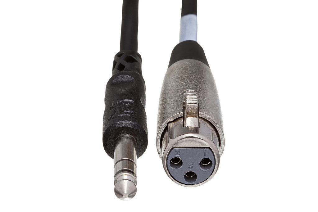Hosa STX-115F 15 ft balanced interconnect cable with 1/4 inch TRS and XLR3F connectors for professional audio.