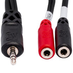 Hosa YMM-261 3.5mm TRS male to dual 3.5mm TS female breakout cable for audio connections