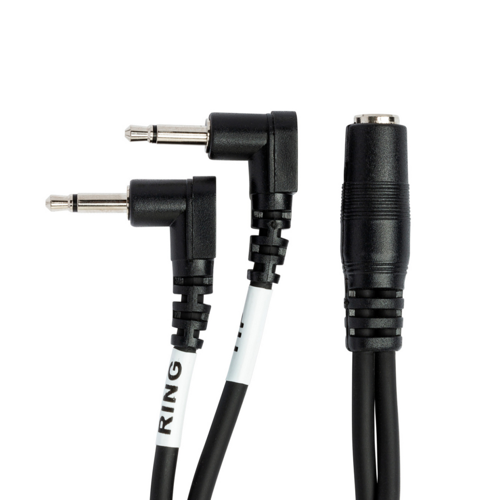 Hosa YMM-492 3.5mm TRS to dual right angle 3.5mm TS headphone adapter cable for air travel and audio connections