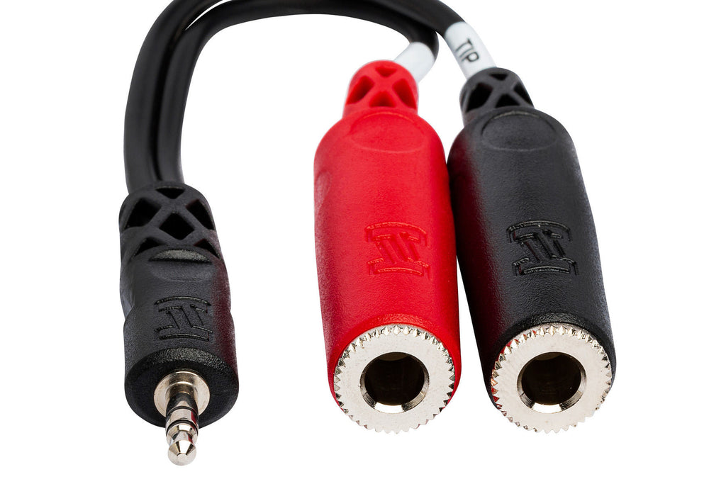 Hosa YMP-137 3.5mm TRS male to dual 1/4-inch TS female breakout audio cable for musical instruments and PA systems