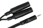 Hosa YMM-232 3.5mm TRS male to dual 1/4 inch TRS female Y cable for audio connections and device linking.