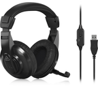 Behringer HMP1100U USB studio headphones with closed-back design, over-ear cushioned ear cups for professional audio monitoring.