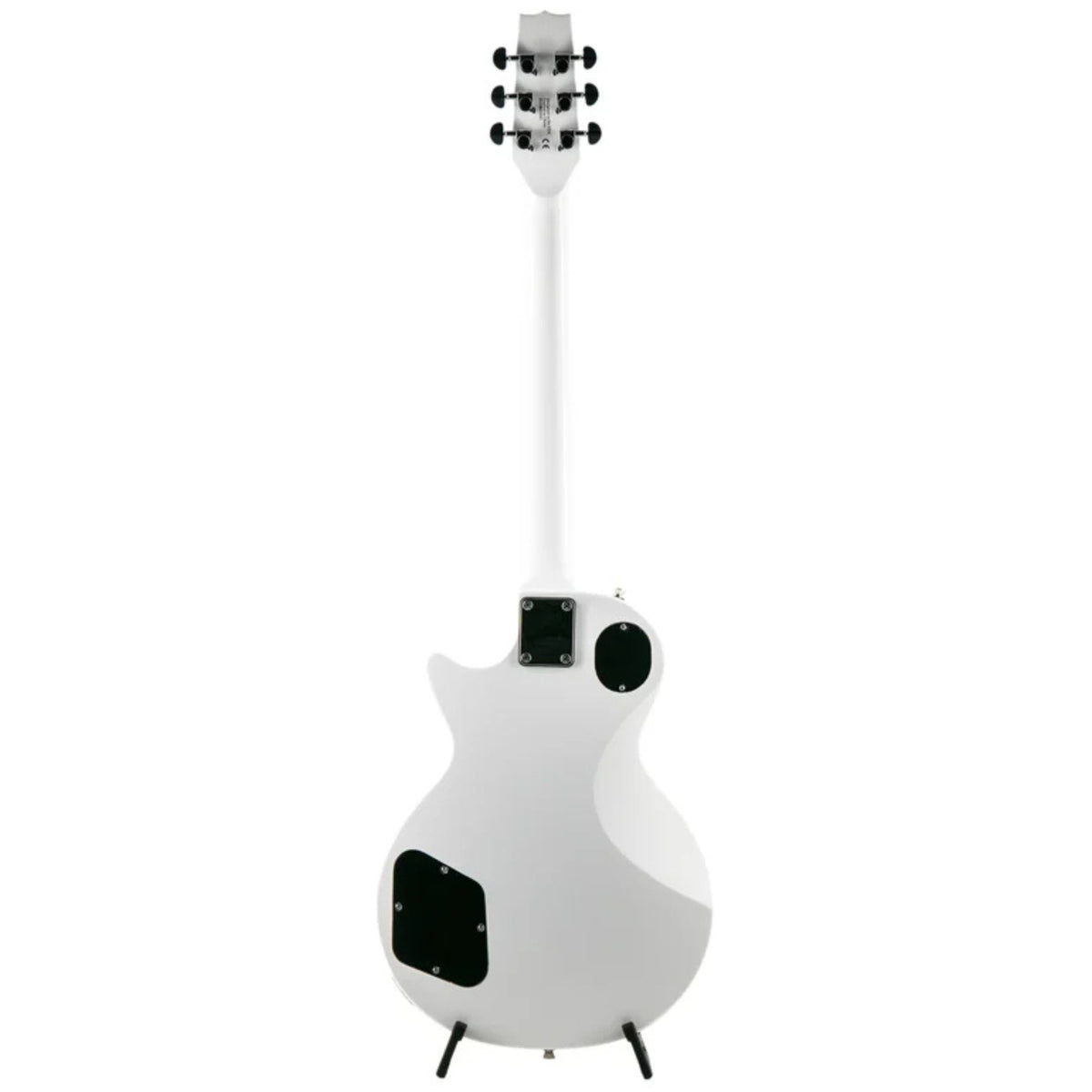 Heritage Ascent H-150 electric guitar in white with a solid body, double-cutaway design, and six strings, shown from a side angle.