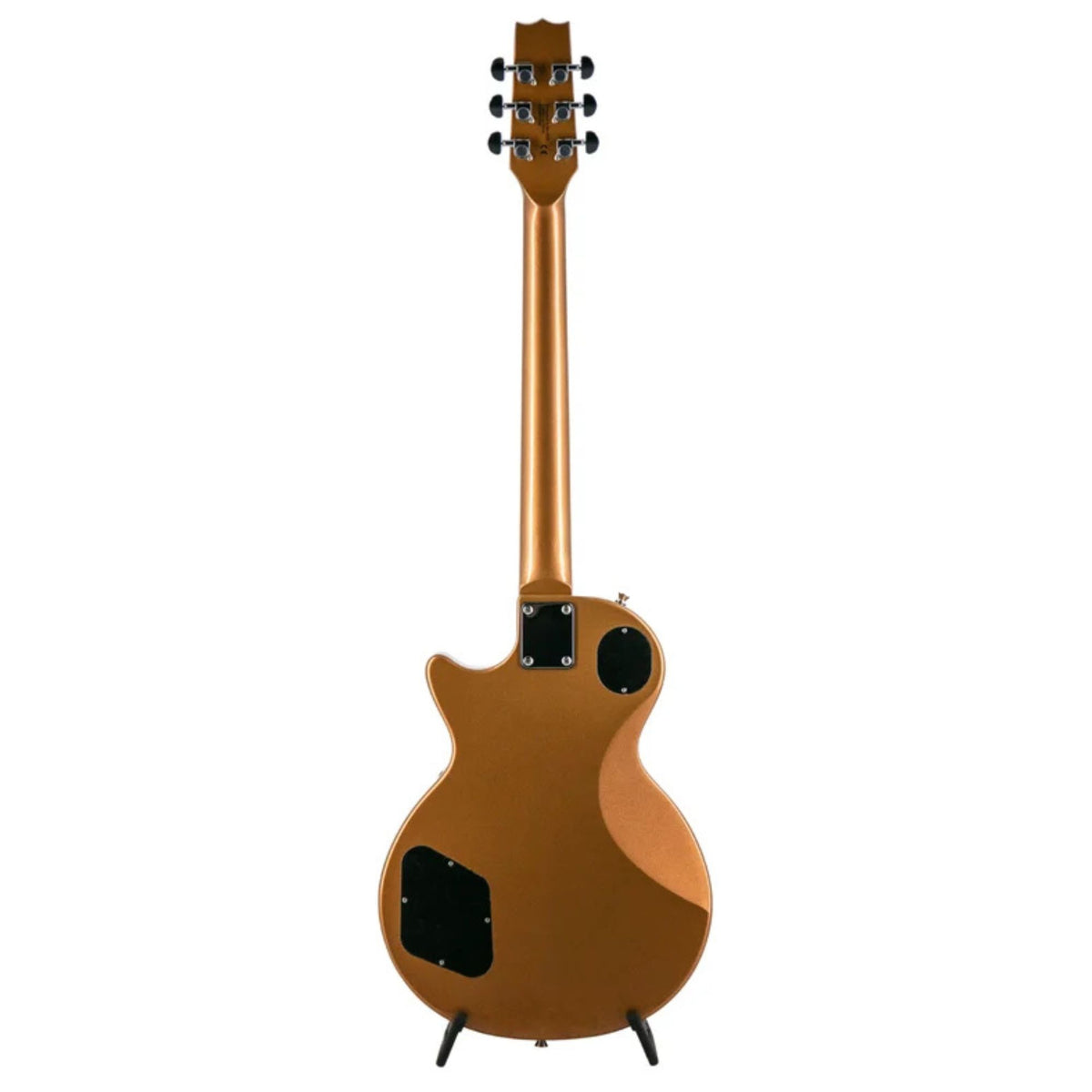 Heritage Ascent H-150 electric guitar with copper finish, showing the guitar's body, pickups, and neck in a close-up view.