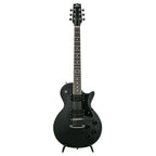 Heritage Ascent H-150 electric guitar in matte charcoal finish, showcasing a solid body, control knobs, and dual humbucker pickups.