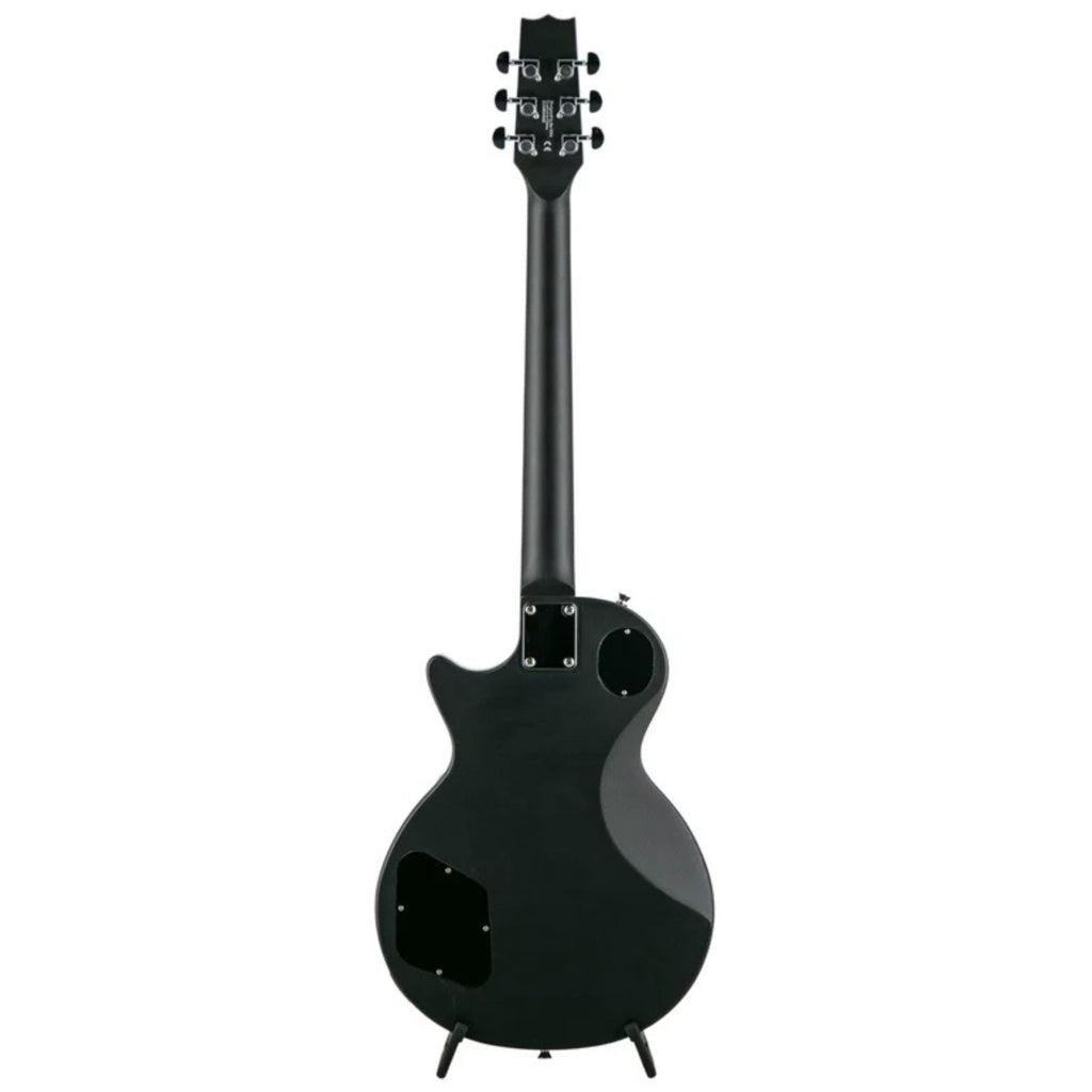 Heritage Ascent H-150 electric guitar in matte charcoal finish, showcasing its sleek body and classic design.