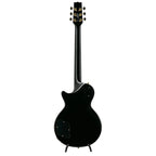 Heritage Ascent+ H-157 electric guitar with three pickups, ebony finish, sleek body, and chrome hardware.