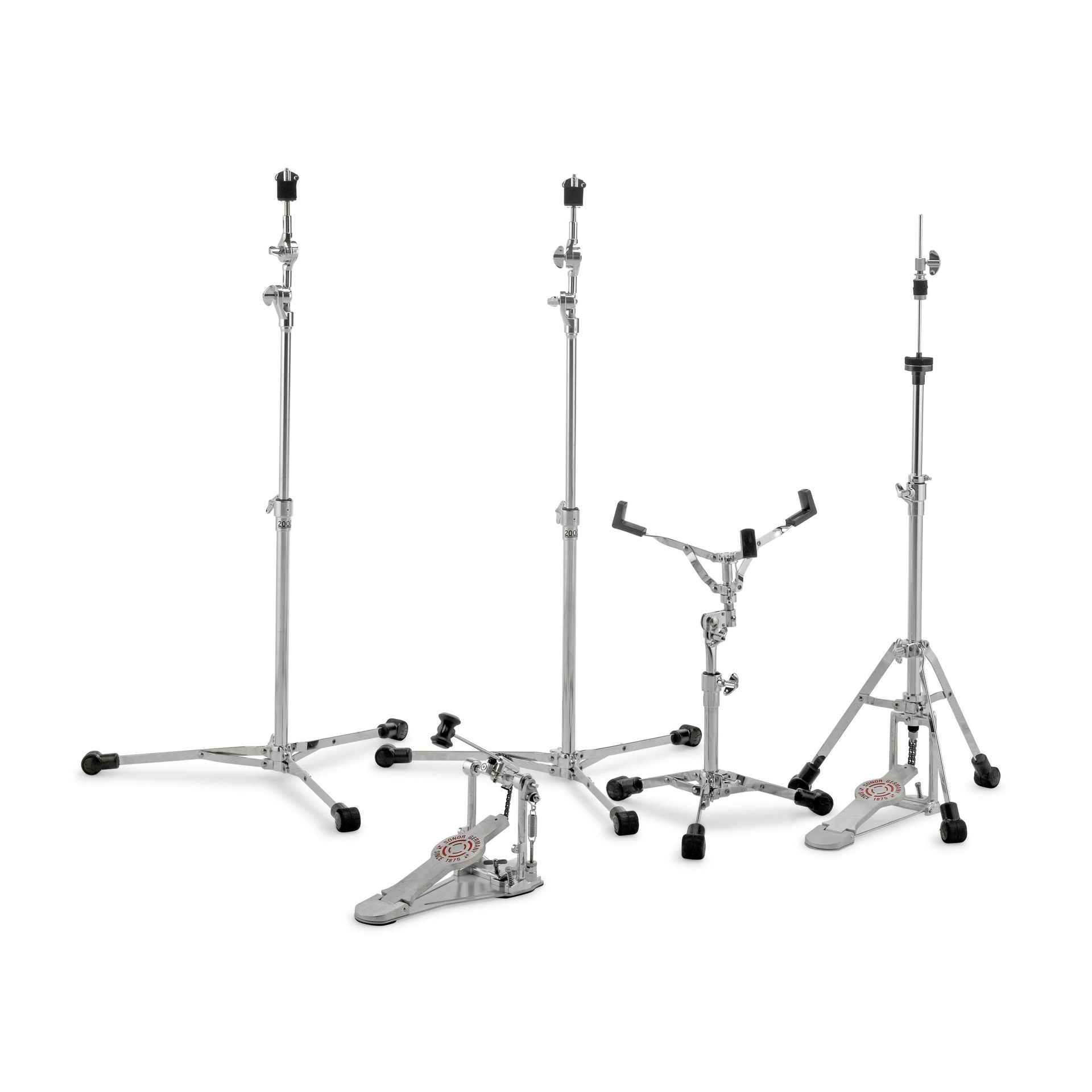 Sonor 2000 Series Single-Braced LT Drum Hardware Set with Silver Lacquer Coating