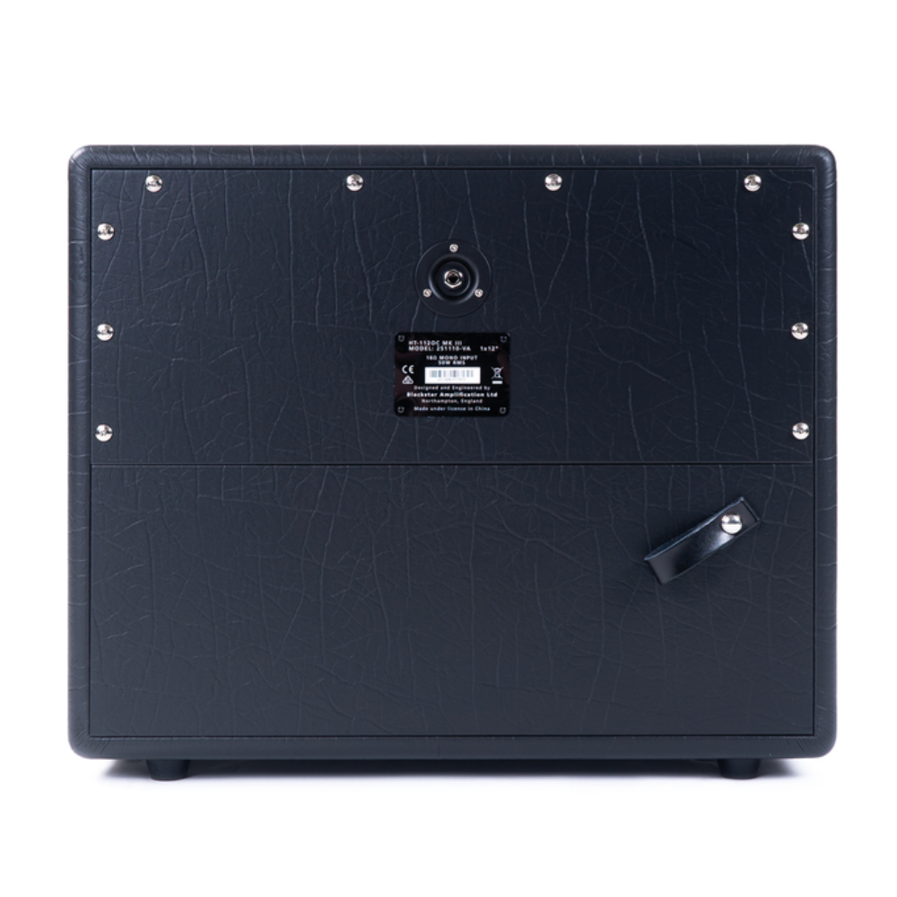 Blackstar HT-112 MkIII 1x12 inch guitar amplifier speaker cabinet with open and close back options, black finish.