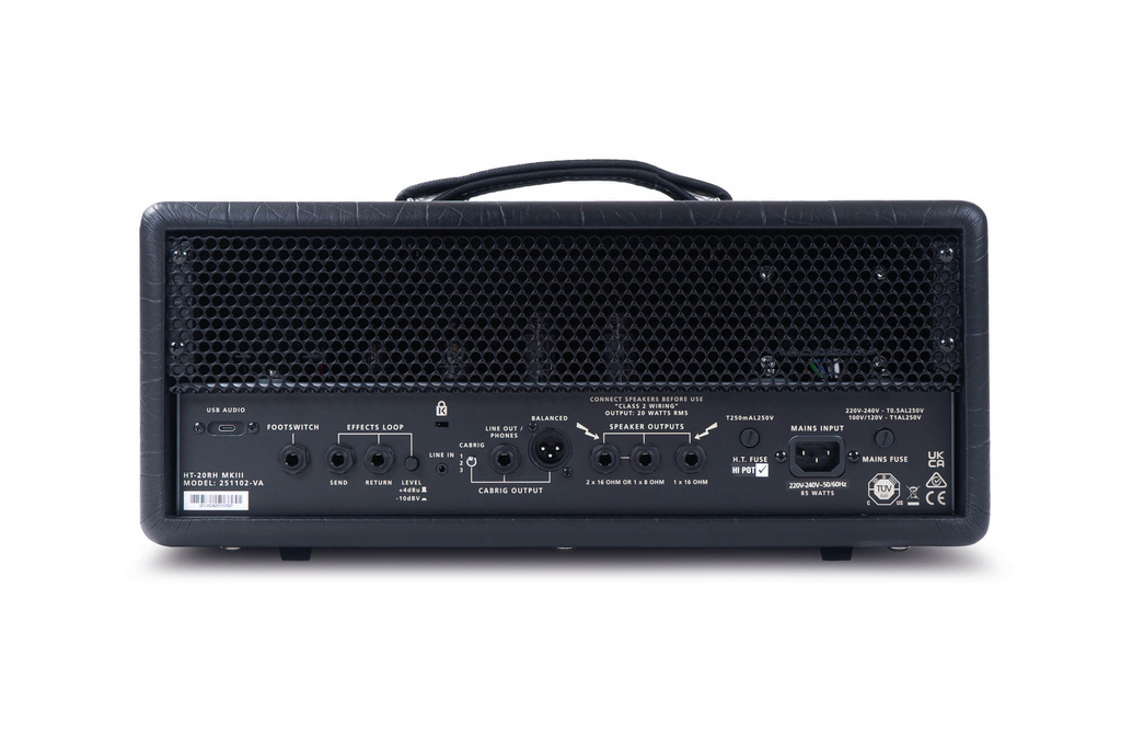 Blackstar HT-20RH-MKIII 20-watt valve guitar amp head with control knobs and input jacks, set against a neutral background.