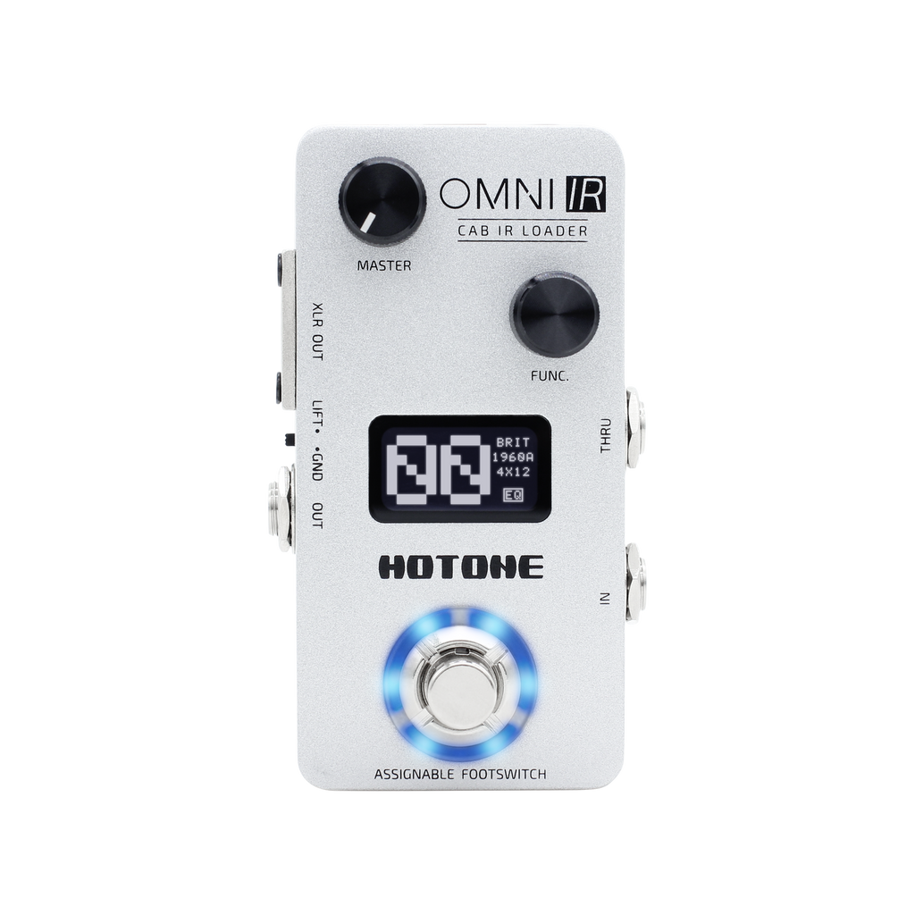 Hotone OMP-6 CAB IR Loader effect pedal showcasing its compact design and control knobs for guitar tone shaping.