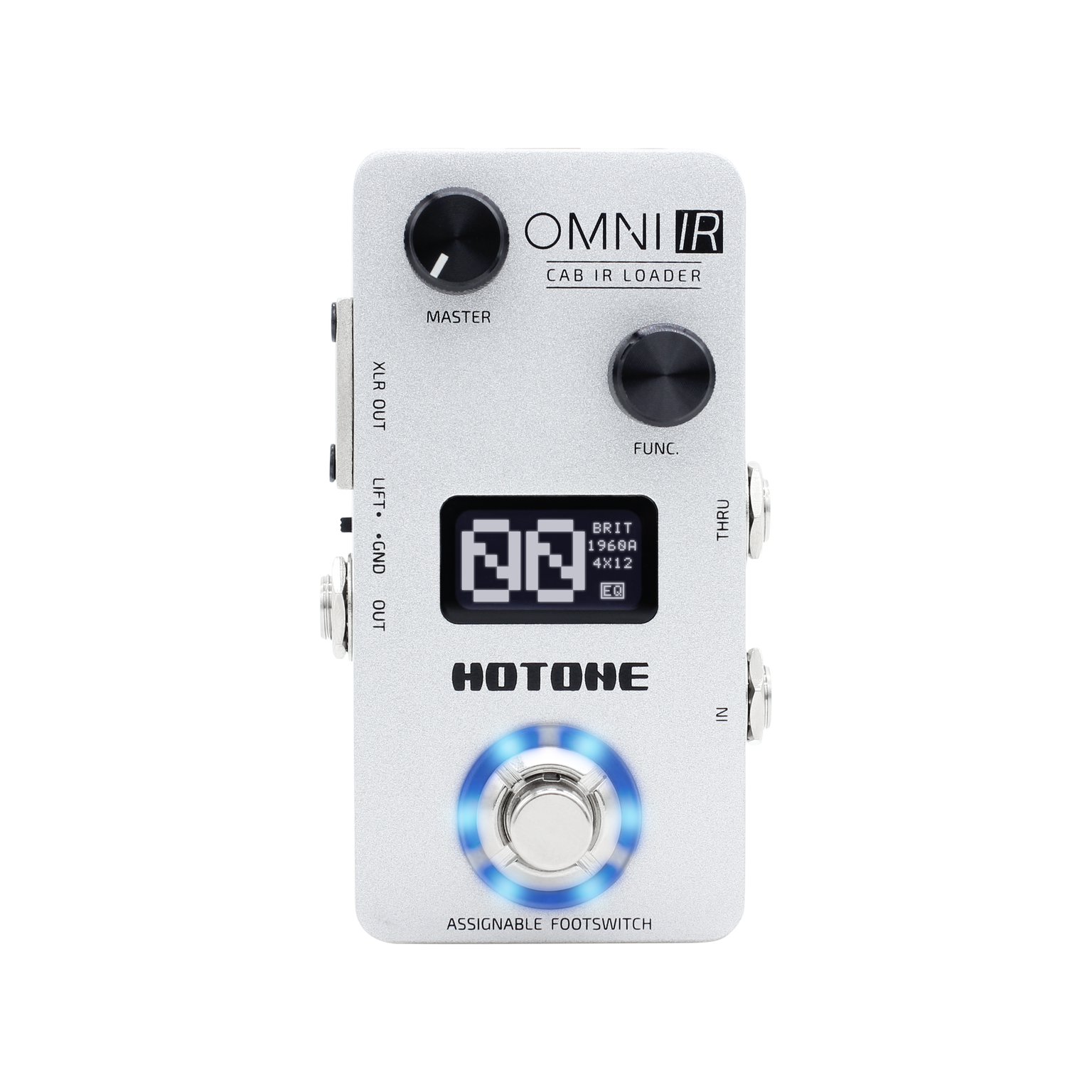 Hotone OMP-6 CAB IR Loader effect pedal showcasing its compact design and control knobs for guitar tone shaping.