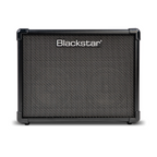 Blackstar ID Core 20 V4 stereo guitar amplifier with control panel and speaker grille, compact black design for practice and small gigs.