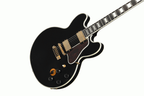 Epiphone B.B. King Lucille semi-hollow body electric guitar in Ebony with Epilite case, showcasing the guitar's sleek design and hardware.