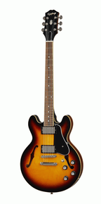 Epiphone ES-339 semi-hollow electric guitar in vintage sunburst finish, showing the body, f-holes, and neck detail.