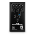 Kali Audio IN-5 5-inch 3-way nearfield studio monitor speaker showing front view with grille and control panel