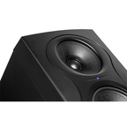 Kali Audio IN-5 5-inch 3-way nearfield studio monitor speaker showing front view with speaker grille and control panel.